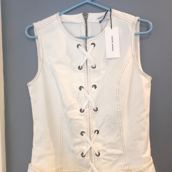 🇺🇸🇺🇸TOMAS MAIER laced front denim dress - Picture 2 of 8